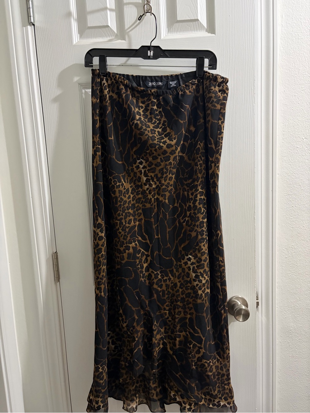 Zero Zero  Black and Brown Animal Print Maxi Skirt